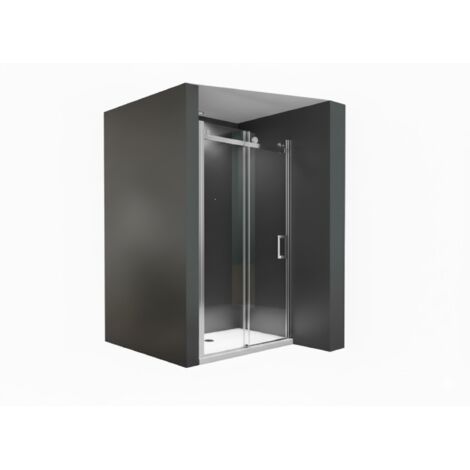 BuyLando Viktoria 110x195 cm Nischendusche mit Schiebetür - Silber Beschläge