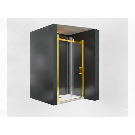 BuyLando Viktoria 135x195 cm Nischendusche mit Schiebetür - Gold Beschläge