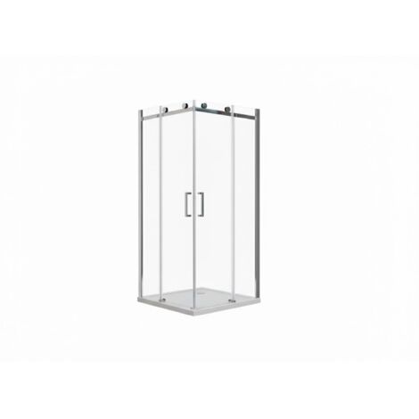 BuyLando.Shop Eckeinstieg Duschkabine SchiebetÃ¼r Dusche Lina 80x80x200cm/8mm/mit Duschtasse + Siphon