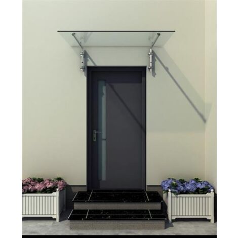 BuyLando.Shop Glasvordach Klarglas 140x90cm / 13.1mm VSG / TÃ¼rvordach TÃ¼rdach Edelstahl V2A ( 2 Haltestangen )