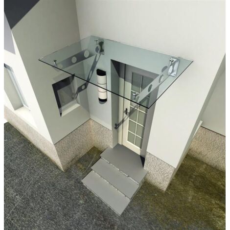 BuyLando.Shop Glasvordach Klarglas 150x90cm / 13.1mm VSG / TÃ¼rvordach TÃ¼rdach 2x Edelstahl V2A