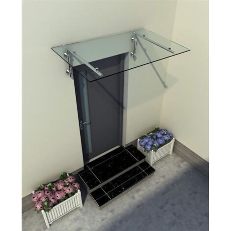 BuyLando.Shop Glasvordach Klarglas 180x90cm / 13.1mm VSG / TÃ¼rvordach TÃ¼rdach Edelstahl V2A ( 2 Haltestangen )
