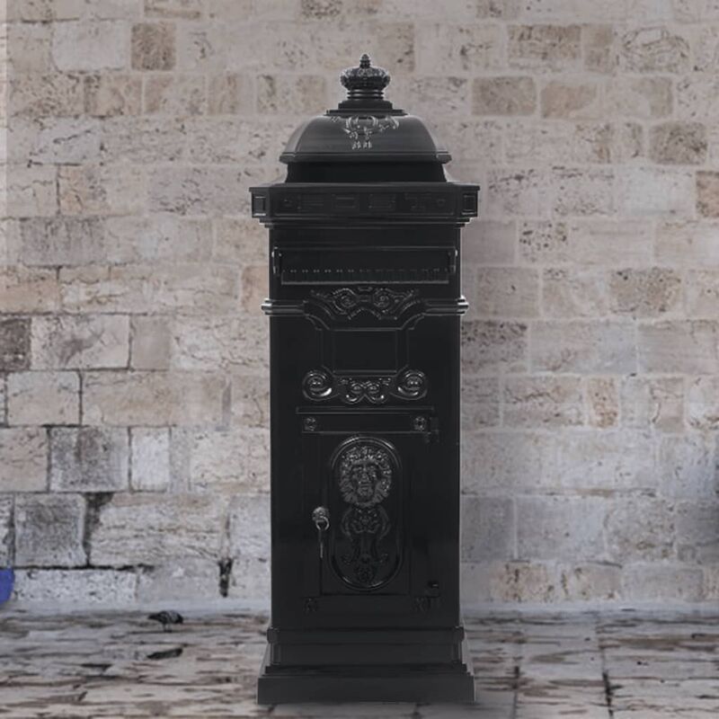 

Buzón de columna de aluminio estilo vintage inoxidable negro - Negro
