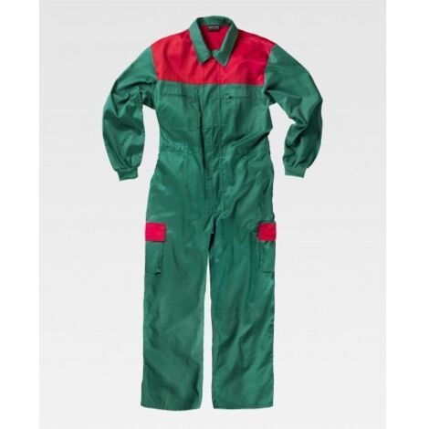 Buzo básico de trabajo multibolsillos Combi WORKTEAM C4502 54 Verde+Rojo
