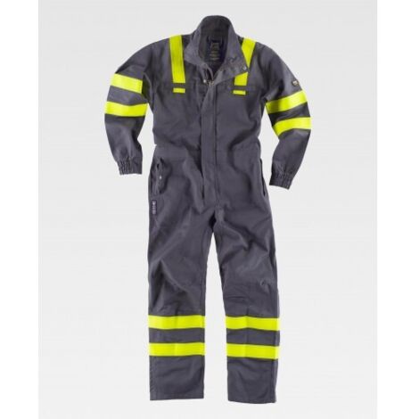 Buzo de algodón de alta visibilidad ignífugo y antiestático Work Flame WORKTEAM C5094 XXL Gris+Amarillo A.V.