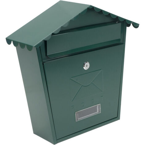 Buzón Acero Galvanizado 37x36x13,5cm Verde Tejado Serie Olena