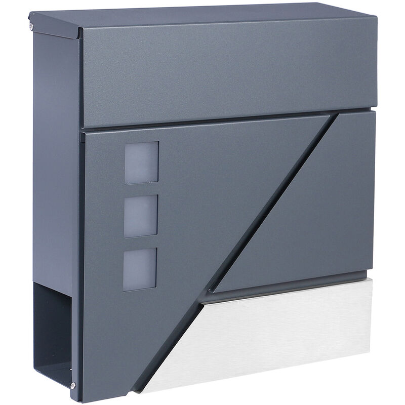 

Buzón con compartimiento para periódicos V39 buzón de pared de acero inoxidable antracita