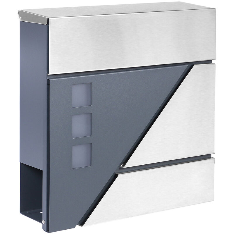 

Buzón con compartimiento para periódicos V40 buzón de pared de acero inoxidable antracita
