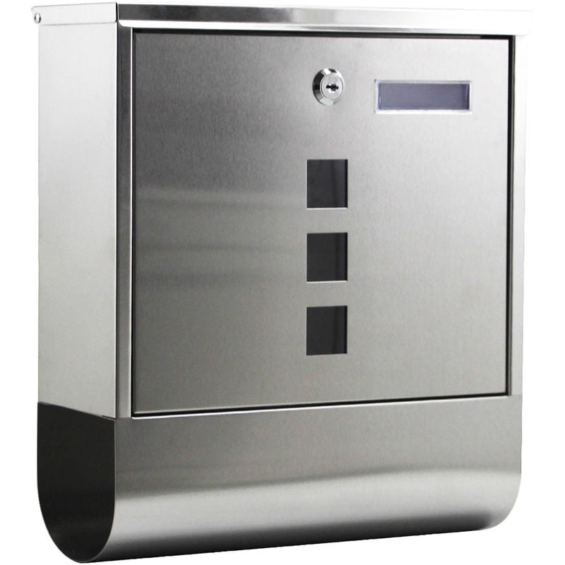 

Buzón con soporte para periódicos Acero inox 2 Llaves Montaje pared Correo Cartas Correspondencia