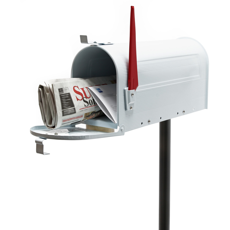 

Buzón correo US Mail diseño americano blanco pie apoyo soporte pedestal cartas vintage retro metal