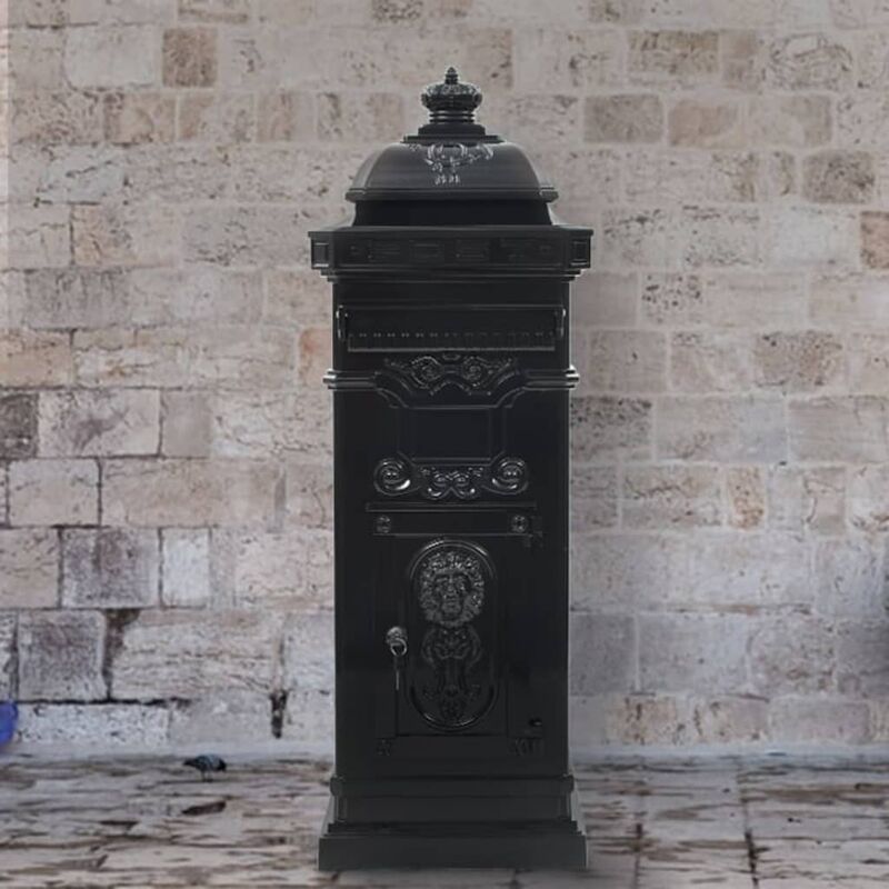 

Buzón de columna de aluminio estilo vintage inoxidable negro