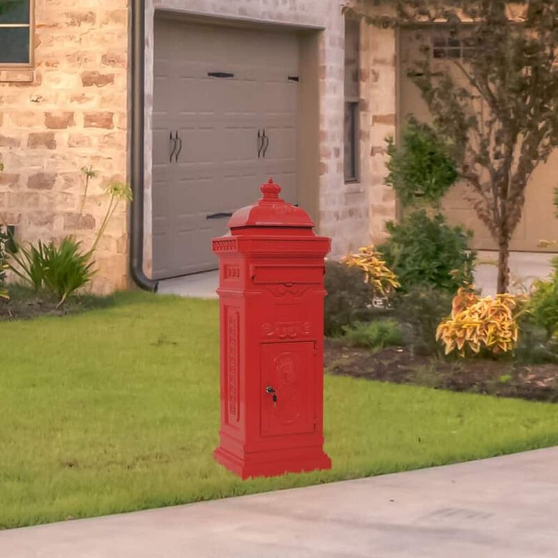 

Buzon de columna de aluminio estilo vintage inoxidable rojo