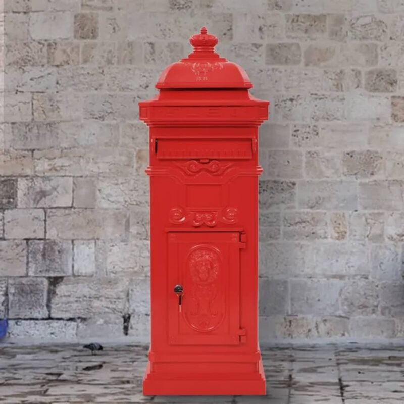 

Buzón de columna de aluminio estilo vintage inoxidable rojo