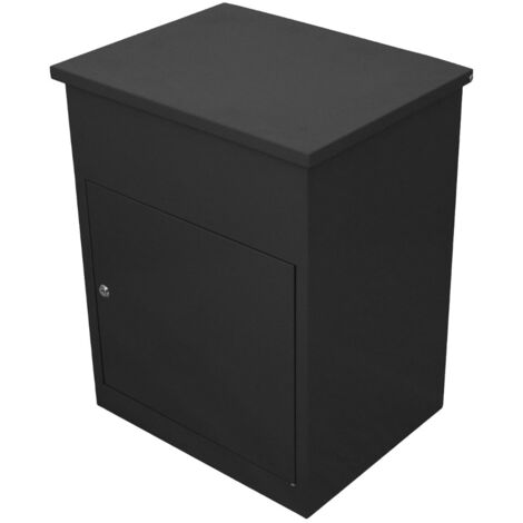 Buzón de Correo Negro para Paquetes Montado en la Pared Seguro Buzón de Correo Inteligente para Exteriores Resistente a la Intemperie Acero Galvanizado  5 Llaves  58 x 36 x 46cm