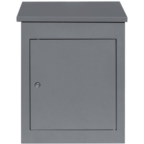 Buzón de Correos Gris Antirrobo de Pared Exterior Caja para Entrega de Cartas Paquetes Código de Barras Escaneable para Servicio Postal/Mensajeros, Cerradura con llave, 2 llaves+Destornillador GRATIS