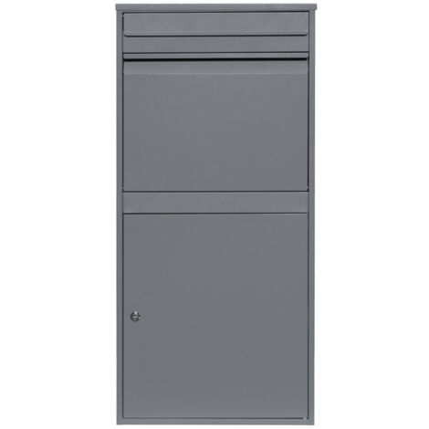 Buzón de Correos Gris Antirrobo de Pared Exterior Tamaño XL Cerradizo Caja para Entrega de Cartas Paquetes Código de Barras Escaneable para Servicio Postal/Mensajeros,2 llaves+Destornillador GRATIS