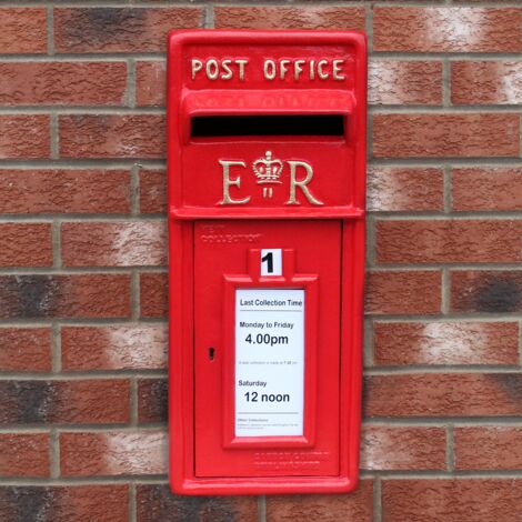 Buzón de Correos Rojo Royal Mail Post Box Buzon de Pie Exterior Resistente al Agua con Cerradura+Soporte de Suelo+Pernos+2 Llaves para Entrega de Paquetes Regalos Postales Capacidad 5kg/200 Cartas