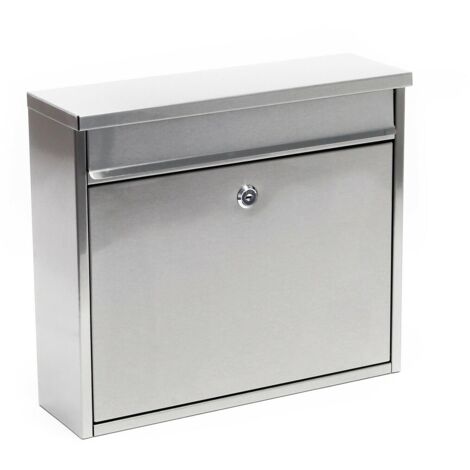 Buzón de diseño buzón postal de pared correo de acero inoxidable 32 x 36 x 11,5 cm plata 160000057