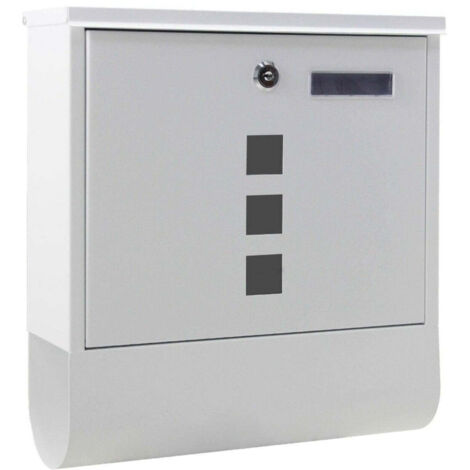 Buzón de diseño con soporte para periódicos para correo de pared 30,5 x 9,6 x 33,5 cm blanco 160000054