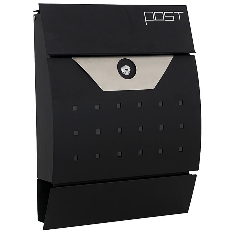 

Buzón de pared Buzón Apartado Negro Semicircular Rollo de Periódico Diseño Placa para nombre Correo Cartas Postal decorativo cerradura llave