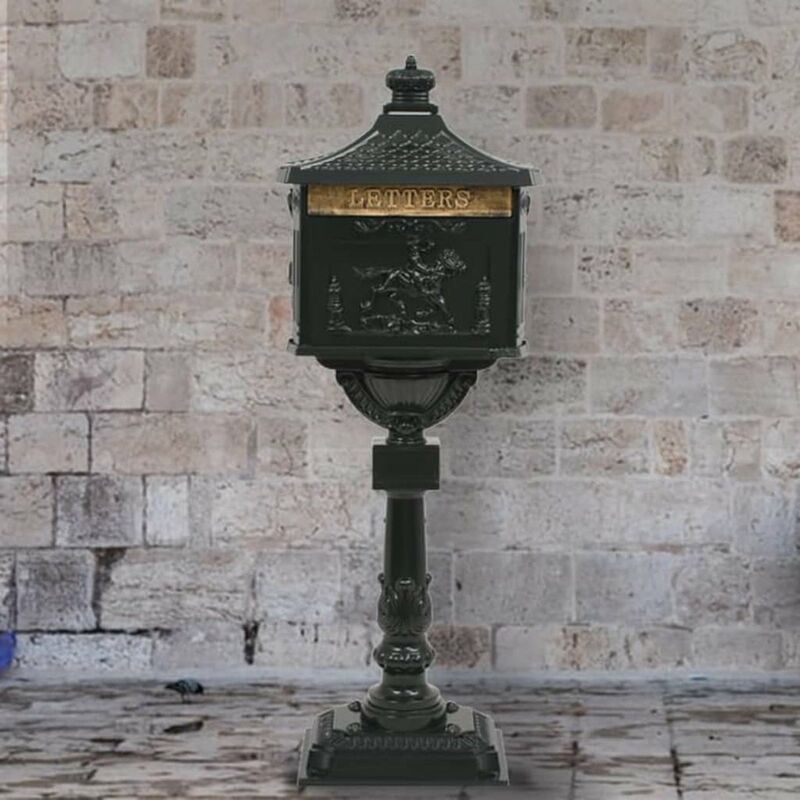 

Buzon de pedestal de aluminio estilo vintage inoxidable verde