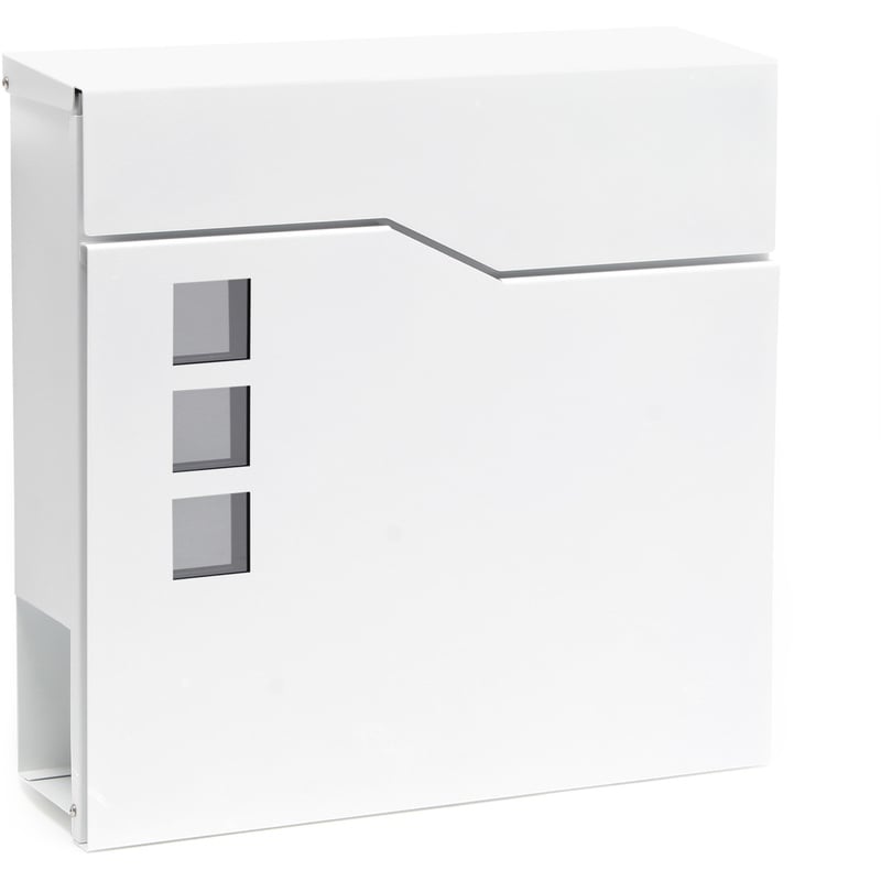 

Buzón Diseño Moderno V20 Blanco Compartimiento Periódico Acero recubierto en polvo