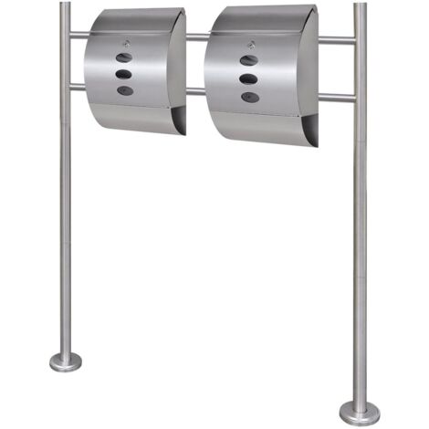 Buzón doble diseño contemporáneo acero inoxidable con pies 120 cm 1002007