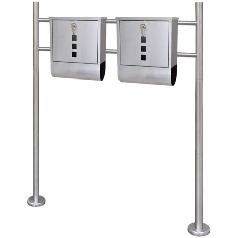 Buzón doble en soporte de acero inoxidable - 219586