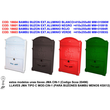 Buzón exterior de aluminio color verde 410x255x80mm 31093G
