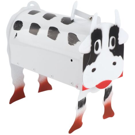 Buzón metálico de pared, con un diseño único de vaca y caballo, en color blanco o marrón, para uso exterior.