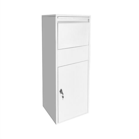 Buzón para paquetes buzón con cerradura a pie paquete de correo 46 x 45 x 140 cm blanco 160000114