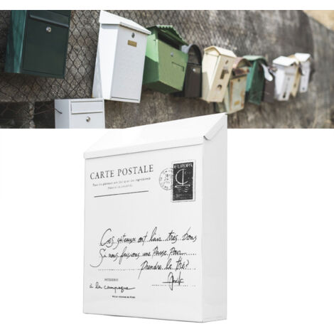 Buzón rústico de hierro para pared con cerradura y 2 llaves – Buzón impermeable para propuestas, apto para el hogar o la oficina, color beige.