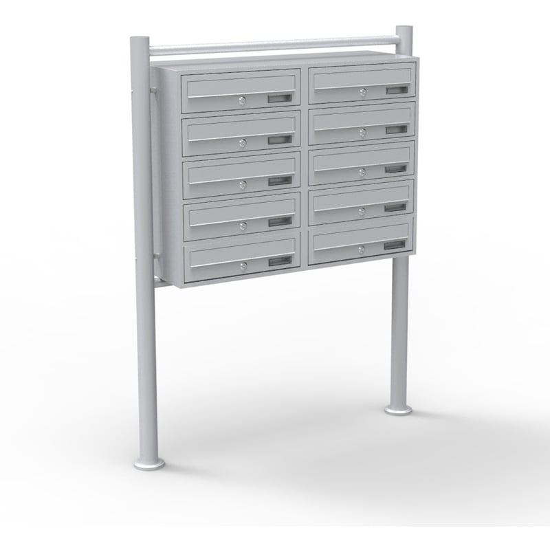 

Buzones Grupo Sistema de 10 Decorativo plateado Pie Soporte Exterior Cerradura Recubrimiento Polvo