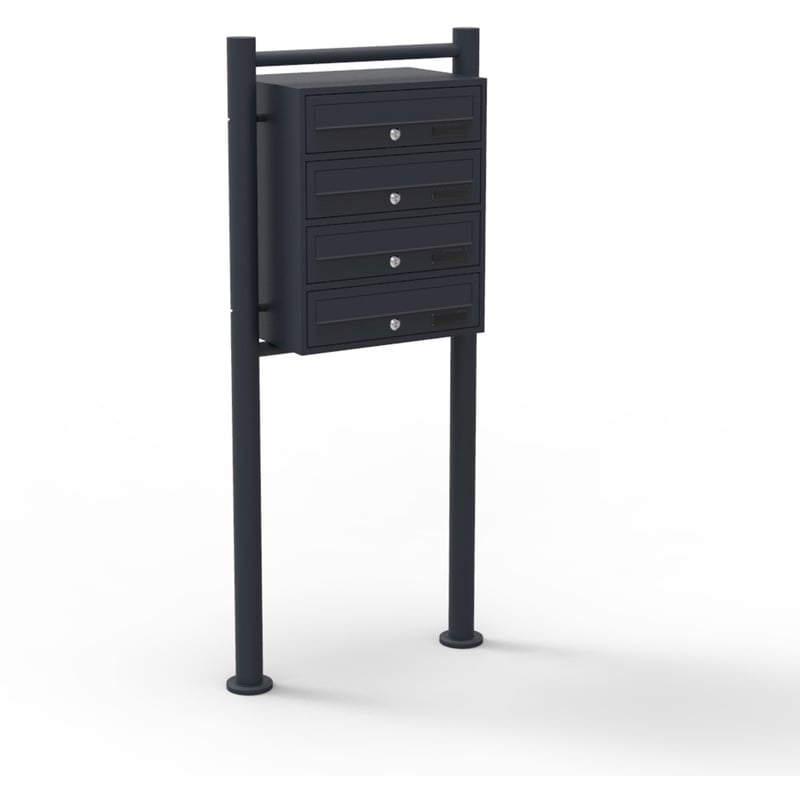 

Buzones Grupo Sistema de 4 Negro Pie Soporte Decorativo Exterior Cerradura Recubrimiento Polvo