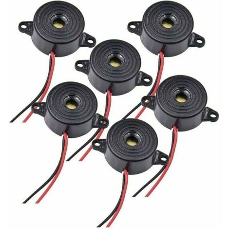 Buzzer électronique 12 V, DC 3-24 V, sirène 12 V, 85 dB, système d'alarme à circuit physique, son continu, 6 unités, câble de 120 mm.