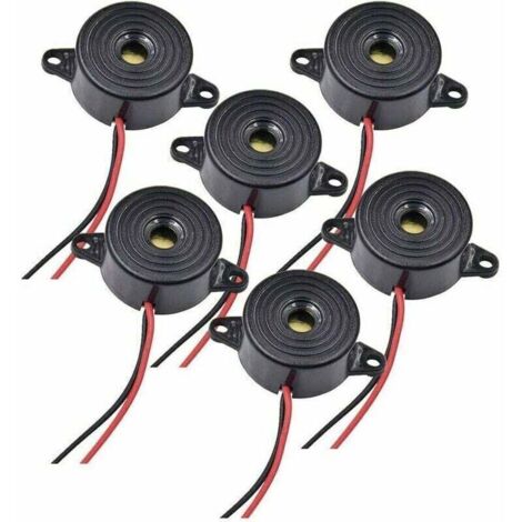 Buzzer électronique 12 V, DC 3-24 V, sirène 12 V, 85 dB, système d'alarme à circuit physique, son continu, 6 unités, câble de 120 mm.
