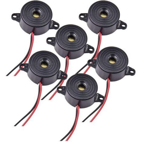 Buzzer Électronique 12v Buzzer DC 3-24V Sirène 12v Buzzer 90dB Alarme Électronique Buzzer Système D'alarme Buzzer pour Circuits Physiques, Son Continu, 6 Pièces, Longueur du Câble 10 mm