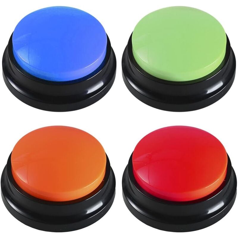 Buzzer Enregistrable Voix, Lot de 4 Buzzer Enregistrable, Bouton Parlant Enregistrable, Bouton Chien Communication, pour lEntraînement au Animaux
