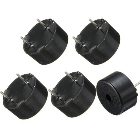Buzzer Piézo Passif Noir Module d'Alarme Électronique Mini Avertisseur Sonore pour Ordinateurs Imprimantes Composants Électroniques (Lot de 5)
