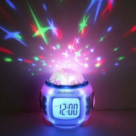 BW Projecteur Radio Réveil Étoile Led Lcd Alarm Musique Thermomètre Pr Cateau Noël Ciel Étoilé Led Reveil Pour...... - BWVSO827A1231