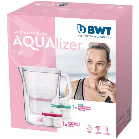 BWT AQUAlizer caraffa filtrante con 1 filtro al magnesio e 1 filtro allo zinco inclusi