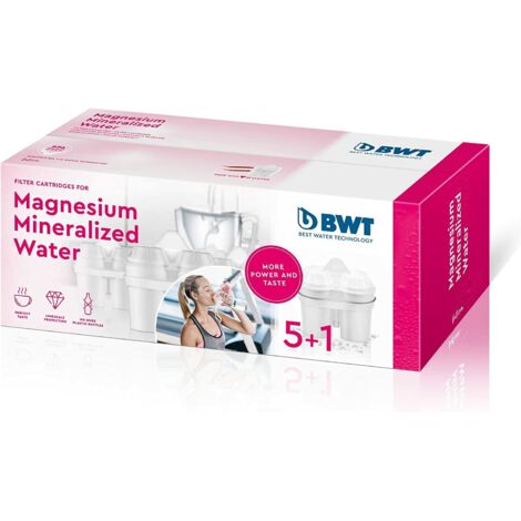 BWT Filtros 5+1 con Magnesio Mejora sistema inmurológico, reduce cal, cloro, impurezas del agua y mejora sabor - Pack para medio año