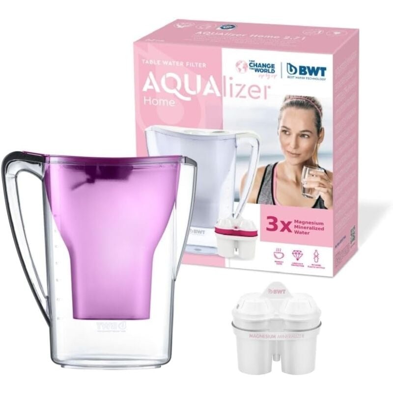 

BWT Penguin Electrónica – Jarra filtradora de agua con magnesio + Pack 3 filtros jarra de agua, 2,7 L Violeta