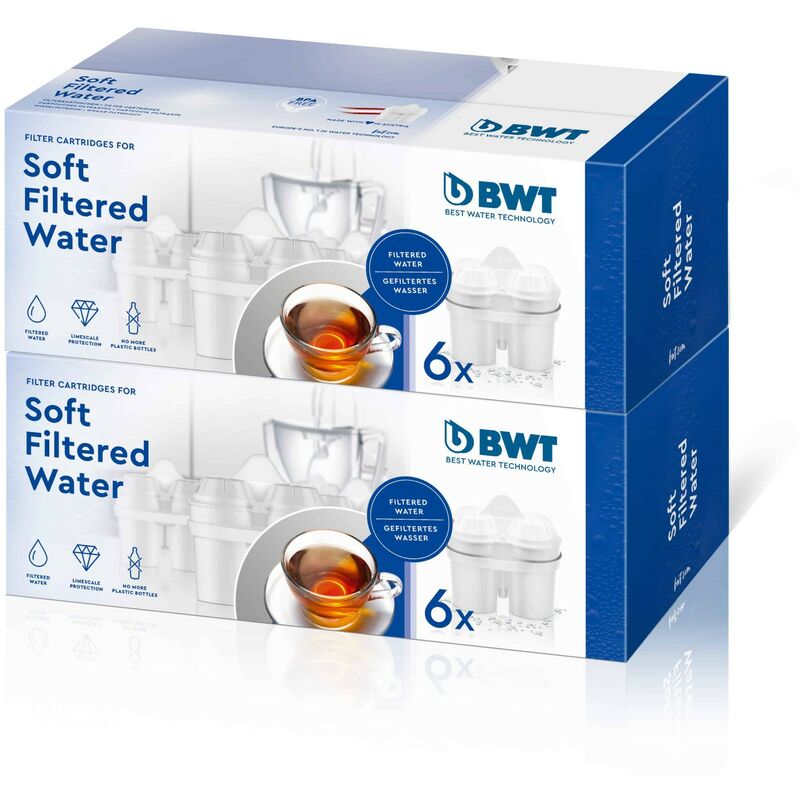 

BWT SOFT Filtered Water - Pack Económico de 12 Filtros de Aguas Blandas para Jarras Filtradoras , Filtros Compatibles con Otros Sistemas de Filtrado