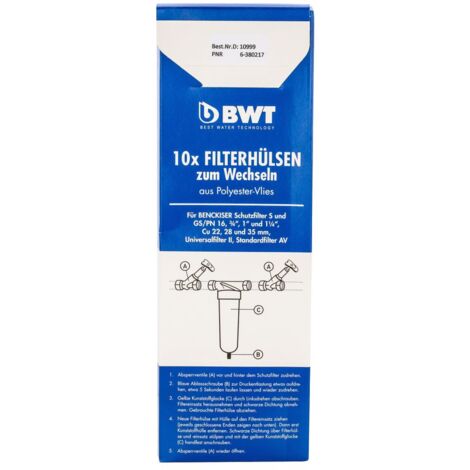 BANYO BWT Filterhülsen zum Wechseln aus Polyester-Vlies DN 20-32 in Wechselbox 10 Stk 10999E