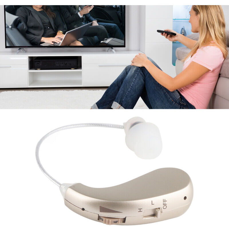 BX 06 Rechargeable hearing aid, amplifies sound volume, ergonomic fit, silver.