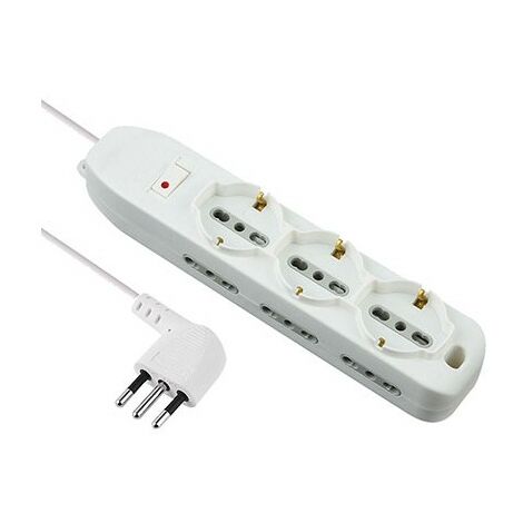 Bypass-Steckdosenleiste + Schuko + Electraline thermische Überlast weiß 9 Plätze 2P+E 10A Nr. x mmq 3x0,75 m 2.