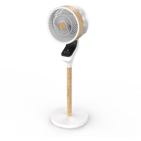 FABRILAMP Bodenventilator bizancio weiß/buche 50w 3 Geschwindigkeiten 95x30x30 oszillierend, taktiles Display, Fernbedienung, Timer