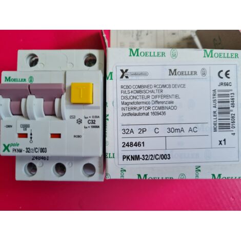 C 32A , 2P 30mA-AC MOELLER PKNM-32/2/C/003, DISJONCTEUR DIFFERENTIEL