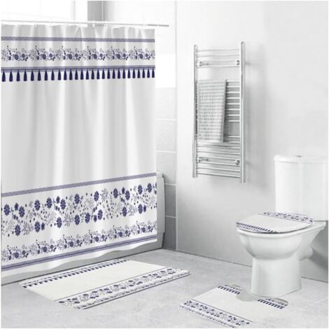 (C) 4-teiliges Duschvorhang-Set, Badezimmer-Duschvorhang-Set mit Duschvorhang C